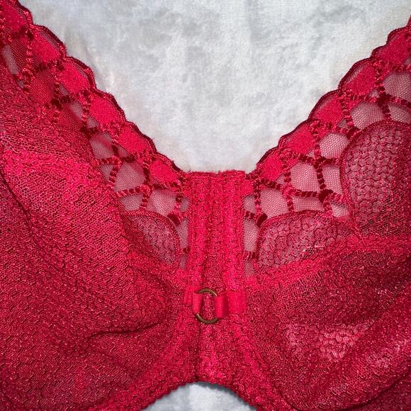 Prima Donna Bra 36F Red Vya Full Cup Strawberry Kiss Underwire Lace NWT! - Picture 3 of 10